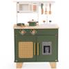 ROBUD Kids Kitchen Playset, Vintage Wooden Play Kitchen with Ice Dispenser, Pretend Toddlers Kitchen Toy with Accessories, Baby Gift for Ages 3 4 5 6 7 8 view 1