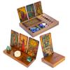 Curawood 3 Tarot Card Holder Stand, Etched & Engraved Moon, Crystal Tray with Moon Phase Cover Bundle view 1