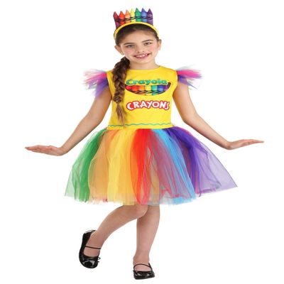 Fun Costumes Kids Crayon Box Costume Dress - Dress and Headband Included, Multicolor (X-Small)