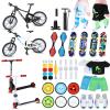 Hanaive 45 Pcs Mini Finger Toys Gift Finger Skateboards Bike Scooter Mini Skate Board Finger Tops Pants Shoes for Boys Girls Party view 1