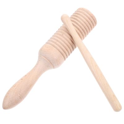 Kisangel Wood Guiro Instrument, Percussion Tone Block with Rhythm Sticks, Educational Musical Instruments Craft for Preschool Wooden Baby Toys