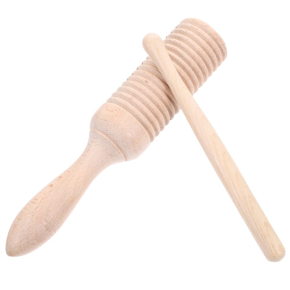 Kisangel Wood Guiro Instrument, Percussion Tone Block with Rhythm Sticks, Educational Musical Instruments Craft for Preschool Wooden Baby Toys