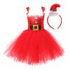 Agoky Kids Girls Christmas Mrs Claus Mesh Tutu Dress with Headband Xmas Fancy Party Performance Dress Up Type C Red 10-12 Years view 1