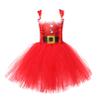 Agoky Kids Girls Christmas Mrs Claus Mesh Tutu Dress with Headband Xmas Fancy Party Performance Dress Up Type C Red 10-12 Years view 2