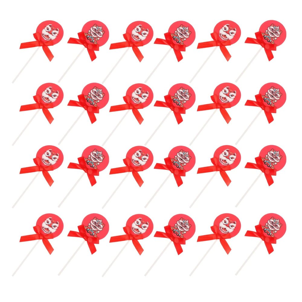 50pcs Lion Cake Toppers Unique Paper Insert Decorations for Birthday Wedding and Party Cake Supplies Vivid Lions Pattern Bow Design for Eye-catching Celebration Decor