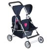 The New York Doll Collection First Twin Stroller - Cutest Heart Design Baby Strollers Great Toy Gift for Toddlers and Girls (Denim) Blue,pink view 1