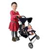 The New York Doll Collection First Twin Stroller - Cutest Heart Design Baby Strollers Great Toy Gift for Toddlers and Girls (Denim) Blue,pink view 2