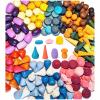 MIKNEKE 81 Wooden Loose Parts Sensory Bin Filler Toys, Mandala Rainbow Stacker Open Ended Toys, 27 Colors Sensory Training Educational Toys view 1