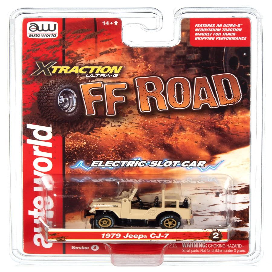 Auto World Xtraction Off Road 1979 Jeep CJ-7 (Tan) HO Scale Slot Car