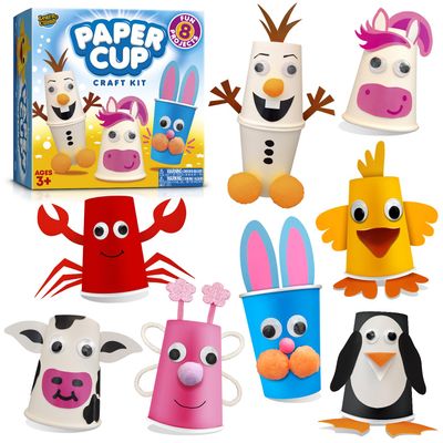 Arts and Crafts for Toddlers & Kids Ages 3-6  Paper Cup Craft Kit, 8 Animal Projects  Fun Preschool Activity for Girls & Boys