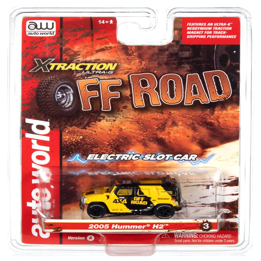 Auto World Xtraction Off Road 2005 H2 (Yellow) HO Scale Slot Car