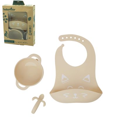 Babymoov FIRST'ISY Baby Feeding Set, BPA-Free Non Toxic Food Grade Silicone Bowl, Spoon, and Bib Co-Created with an Occupational Therapist (Baby Registry or Gift Set)