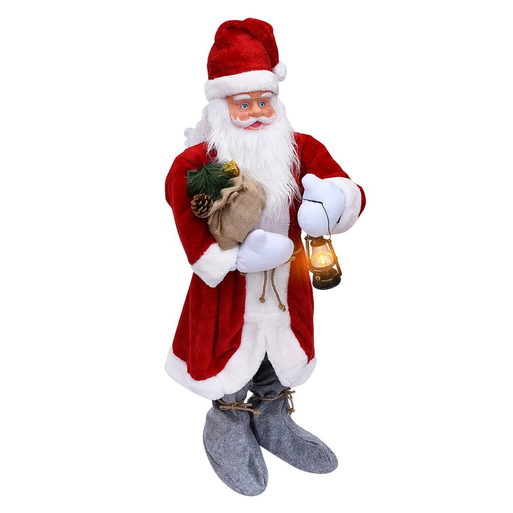 BenefitUSA Christmas Moving Singing Santa Claus Toy Electric Music Doll Ornament with Lighting Handheld Lamps