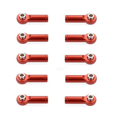 AAPIE 10PCS M4 4mm Thread 25mm Length Link Rod End Ball Head Holder Tie Rod End 3mm Hole Aluminum for RC Hobby Model Car Hop-Up Parts ( Color : Red )