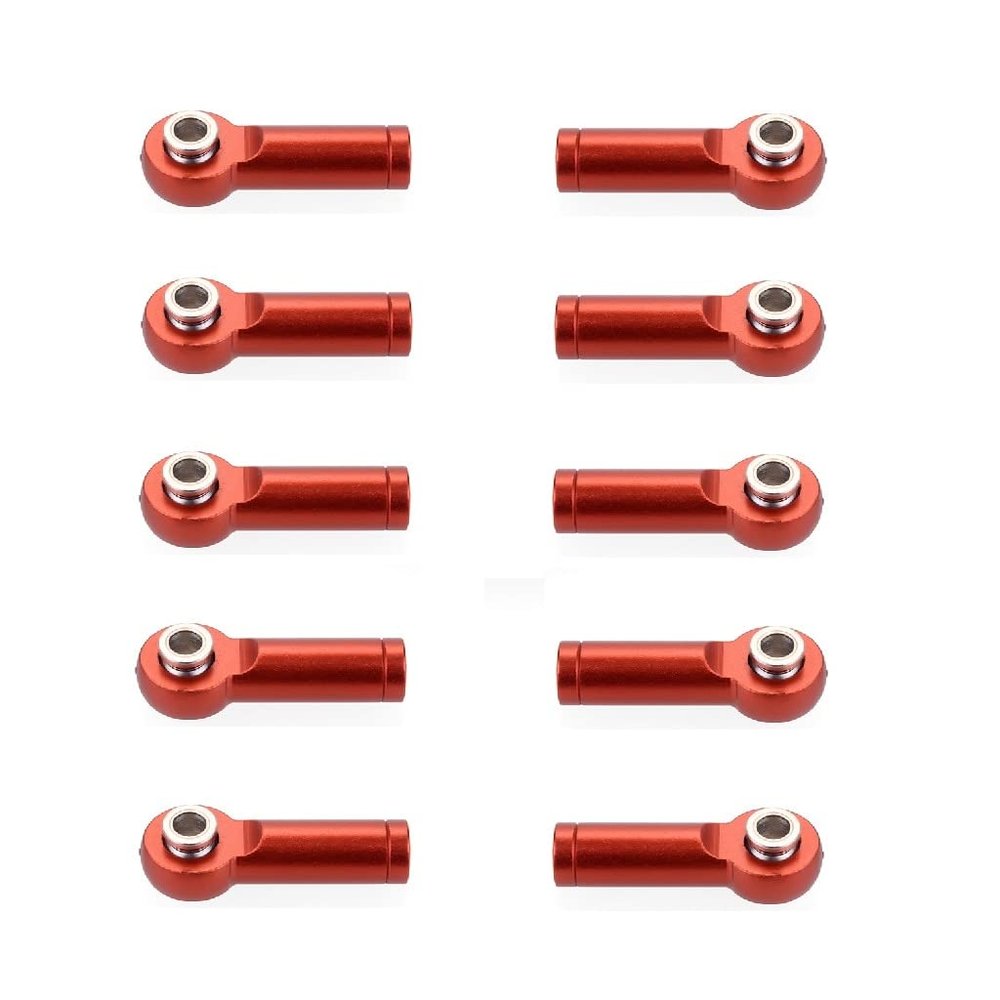 AAPIE 10PCS M4 4mm Thread 25mm Length Link Rod End Ball Head Holder Tie Rod End 3mm Hole Aluminum for RC Hobby Model Car Hop-Up Parts ( Color : Red )