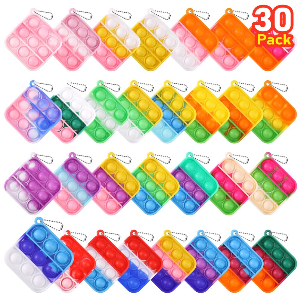 Kids Party Favors Fidget Toys Bulk 30 Pack Mini Pop Fidget Keychain Its Birthday Party Favors for Kids 4-8,8-12 Small Valentines Classroom Prizes It Student Gifts for Students Goodie Bag Stuffers