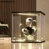 Instnovny Acrylic Display Case for Collectibles Clear Acrylic Boxes for Display Action Figures Dolls Lighted Baseball Trophy Display Case Home Storage Box(Black-Solid Yellow; 7.9*7.9*7.9 inch) view 2