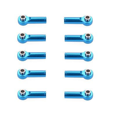 AAPIE 10PCS M4 4mm Thread 25mm Length Link Rod End Ball Head Holder Tie Rod End 3mm Hole Aluminum for RC Hobby Model Car Hop-Up Parts ( Color : Blue )