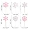 24 Pack Glitter Snowflake Cupcake Toppers and Picks - Winter Frozen Cake Decorations for Christmas, Baby Shower, Kids Birthday Party Supplies - Pink/Silver view 2