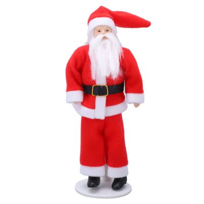 FOSA 1:12 Dollhouse Santa Claus, Rotatable Santa Claus with Stand Base, Mini Ceramic Xmas Father for Christmas Miniature Ornaments Gifts