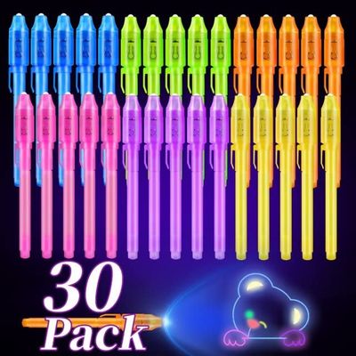 ENJOCASES 30 Pieces Invisible Ink Pen with UV Light Spy Pen Magic Marker for Kids Secret Message Pens Party Favors Ideas Gifts Easter Day Halloween