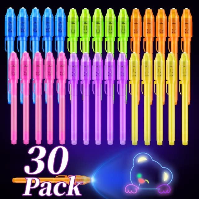 ENJOCASES 30 Pieces Invisible Ink Pen with UV Light Spy Pen Magic Marker for Kids Secret Message Pens Party Favors Ideas Gifts Easter Day Halloween