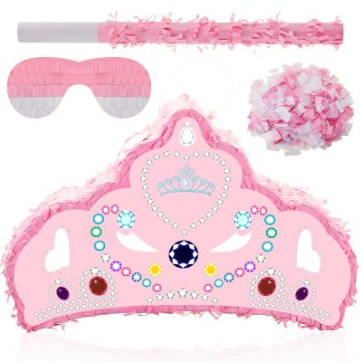 Lewtemi Piata Party Decorations with Stick Blindfold and Confetti for Party Decorations Centerpiece, Photo Prop, Birthday, Funny Anniversary(Pink Crown)