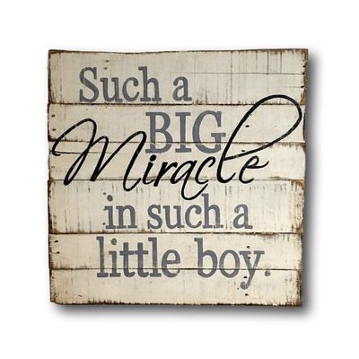 Agriism Such A Big Miracle in Such A Little Boy Wood Sign - Boy Nursery Decor - Little Boy Nursery - Baby Boy Gift Baby Gift 12x12 Inch (30x30 cm)