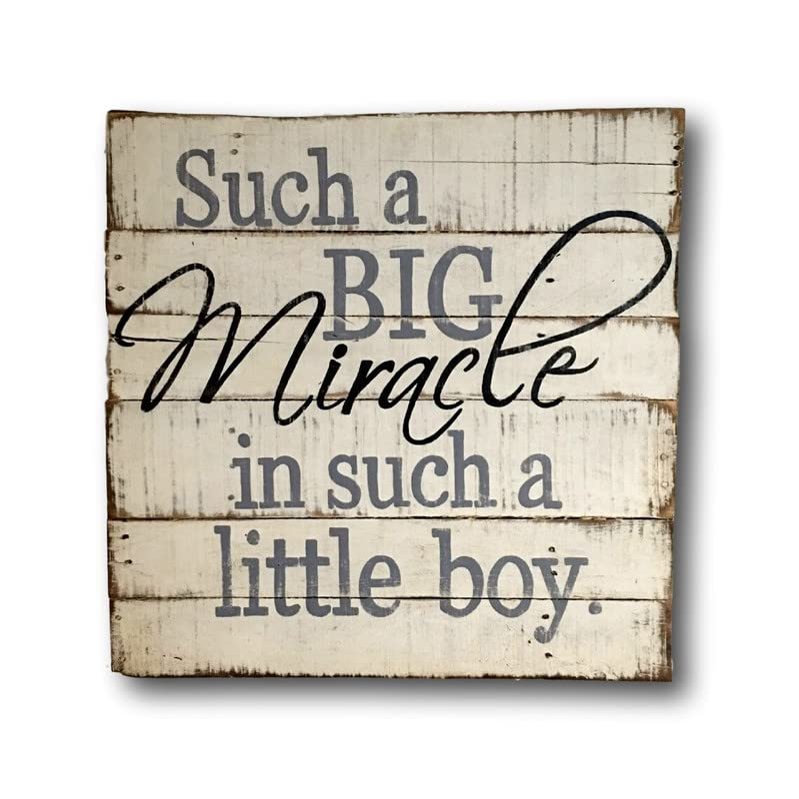 Agriism Such A Big Miracle in Such A Little Boy Wood Sign - Boy Nursery Decor - Little Boy Nursery - Baby Boy Gift Baby Gift 12x12 Inch (30x30 cm)