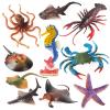 10Pcs Ocean Animals Toys Figures, Large Plastic Sea Creature Figurines Seahorse Starfish Crab Lobster Octopus Devilfish Rays Shark for Kids Educational Birthday Party Favors Cake Decoration Bath Toy view 1