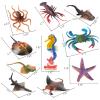 10Pcs Ocean Animals Toys Figures, Large Plastic Sea Creature Figurines Seahorse Starfish Crab Lobster Octopus Devilfish Rays Shark for Kids Educational Birthday Party Favors Cake Decoration Bath Toy view 2