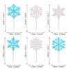 24 Pack Glitter Snowflake Cupcake Toppers and Picks - Winter Frozen Cake Decorations for Christmas, Baby Shower, Kids Birthday Party Supplies - Light Blue/Silver view 2