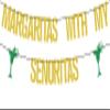 Margaritas with My Seoritas Banner Gold Green Glitter Mexican Fiesta Cinco De Mayo Banner Taco Bar Decorations Funny Loteria Party Decorations Mexican Themed Party Decorations view 1