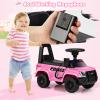 OLAKIDS Ride On Push Police Car, Toddler Foot-to-Floor Sliding Toy with Siren, Steering Wheel, Megaphone, Horn, Headlights, Under Seat Storage, Kids Racer Walking Gift for Boys Girls 1-3 (Pink) view 3