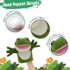 Frog plush hand puppet, about 9.84inch green frog plush animal hand puppet plush toy, Birthday children's parent-child interactive early education toys, Christmas, cute role-playing view 3