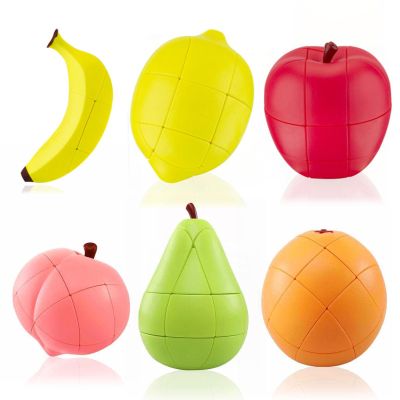 Tiydiygo 6PCS Fruit Fidget Puzzle Cube Toys Set,Simulation Lemon Banana Pear Peach Orange Shape Stress Relief Toys (Fruit)