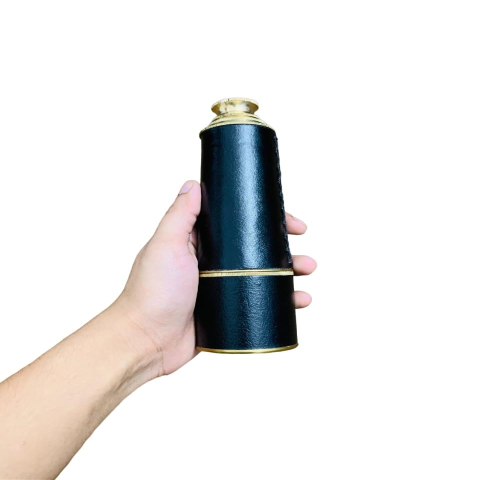 Nautical Brass Pirate Telescope Black Leather Replica Vintage Royal Navy Spyglass Pocket Telescope - 18" Long Telescope