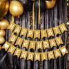 Meanplan 124 Pcs DIY Letter Banner Glitter Customizable Banner Reusable Happy Birthday Party Decor Including 110 Letters and Numbers 5 Rope for Men Women Bunting Shower Birthday Party(Gold) view 4