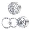 RCLIONS RC 2.2" Beadlock Wheels 35mm Aluminum Rims for AXIAL Wraith RR10 TRX4 1/10th RC Crawler Truck Car (Silver) view 4