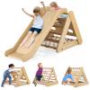 HONEY JOY 4-in-1 Triangle Climber with Ramp, 3-Side Kids Climbing Triangle Ladder with Net Rope & Bars, Wooden Montessori Climbing Toys for Toddlers Daycare, Gym & Playground, Gift for Boys Girls view 1
