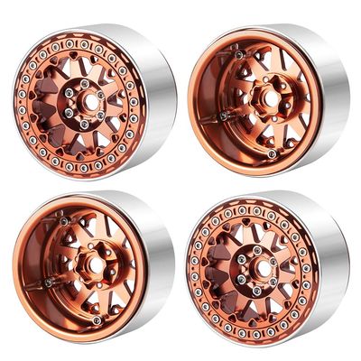 RCLIONS RC 2.2" Beadlock Wheels 35mm Aluminum Rims for AXIAL Wraith RR10 TRX4 1/10th RC Crawler Truck Car (Brown)