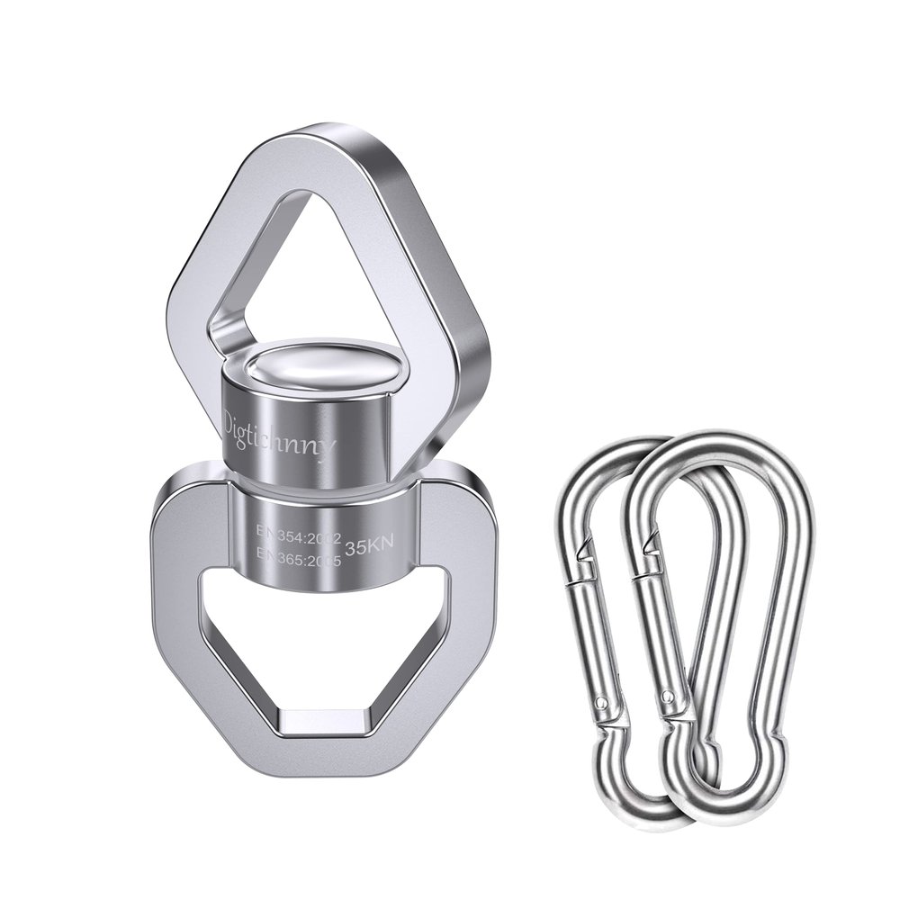 Digtichnny Swivel Hook for Swing, Safety Swing Swivel with 2 Carabiners, Rotational Device Swing Spinner for Web Tree Tire Rope Swing, Aerial Dance, Childrens Swing