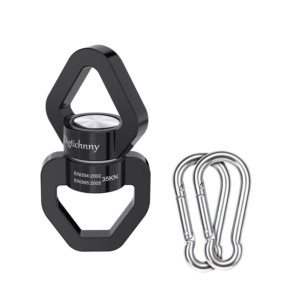 Digtichnny Swivel Hook for Swing, Safety Swing Swivel with 2 Carabiners, Rotational Device Swing Spinner for Web Tree Tire Rope Swing, Aerial Dance, Childrens Swing, Hanging Hammock