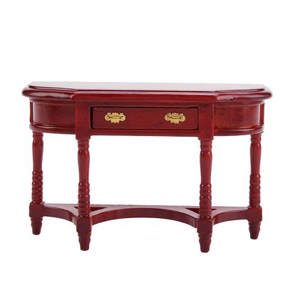 LIZEALUCKY Miniature Wood Side Table Dollhouse Tea Table Half Round Table Model 1: 12 Scale Miniature Accessories for DIY Dollhouse Furniture