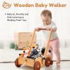 Woodtoe Wooden Baby Walker, Adjustable Speed Anti-Rollover Push Walker Toy for Babies Learning to Walk, Natural Wood Toddler Push and Pull Toys Wagon Christmas Toy for Boy Girl 12 3, 1st Birthday Gift view 2