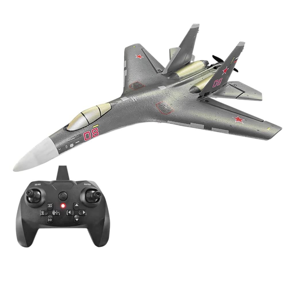 QIYHBVR RC Airplane 4CH 2.4GHz Remote Control Warplane Plane Dual Motor with Xpilot Stabilization System Fixed Wing LED Night Flight Stunt RC Fighter for Beginners Trainer Gift