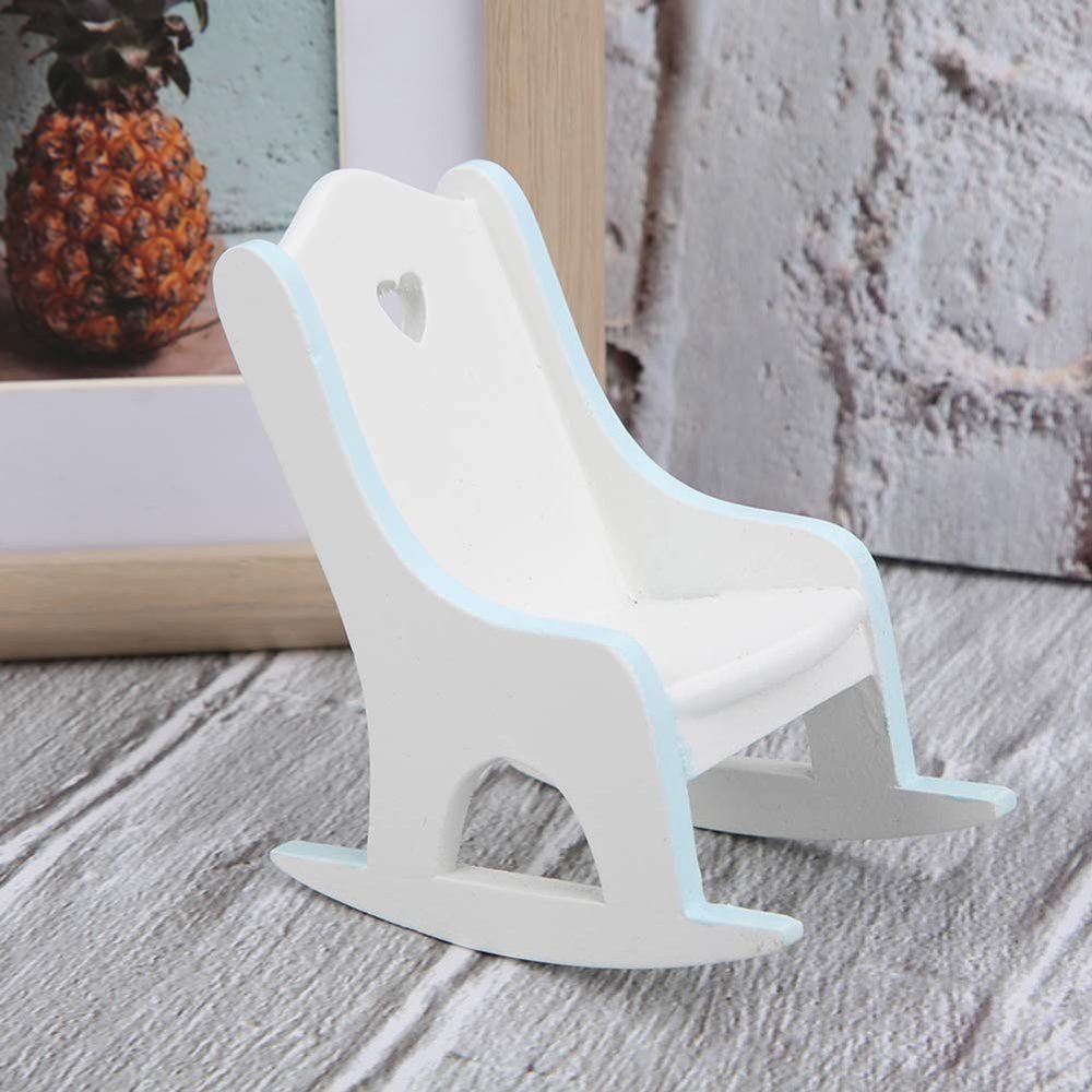 1pcs Doll House Wooden Chairs 1:12 Christmas Dollhouse Model Chairs Mini Dollhouse Wooden Rocking Chairs for Dollhouse Accessories Furniture Decoration,White