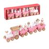 Pastel Pink Christmas Train Set, 4-Section Wooden Mini Train Set Winter Wonderland Village Decor Under Tree for Girly Christmas Party & Home Dcor view 1