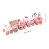 Pastel Pink Christmas Train Set, 4-Section Wooden Mini Train Set Winter Wonderland Village Decor Under Tree for Girly Christmas Party & Home Dcor view 2