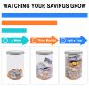 Mczxon Large Coin Bank Jar 2-Pack, Big Clear Plastic Coin Money Tip Change Saving Piggy Jar with Silver Slotted Lid, Large Plastic Coins Piggy Money Change Clear Bank for Adults Teens Kids, XL view 4